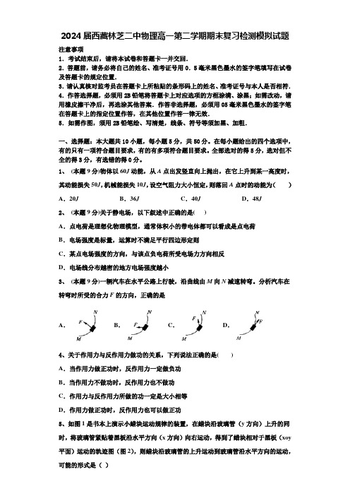 2024届西藏林芝二中物理高一第二学期期末复习检测模拟试题含解析