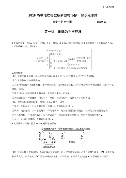 2019高中地理必修一知识点总结pdf版(鲁教版新教材)