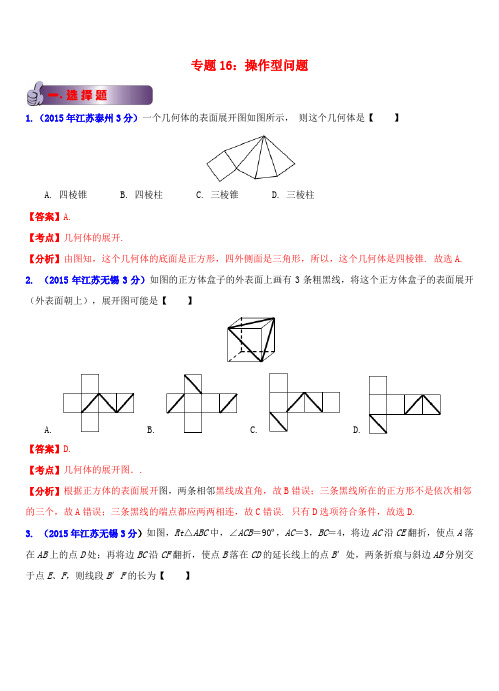 江苏省13市中考数学试题分类解析汇编 专题16 操作型问题