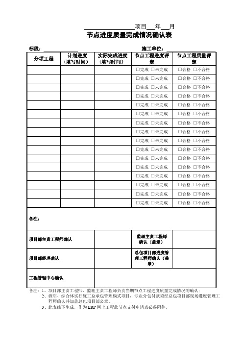 节点进度质量完成情况确认表