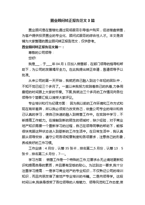 置业顾问转正报告范文3篇