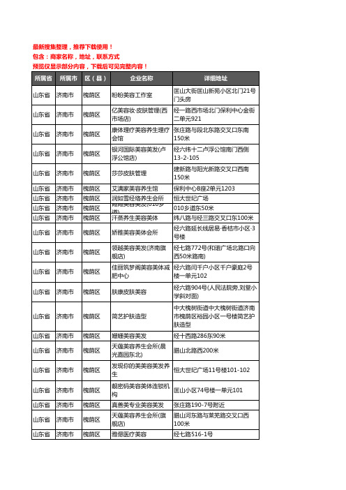 新版山东省济南市槐荫区美容院企业公司商家户名录单联系方式地址大全341家