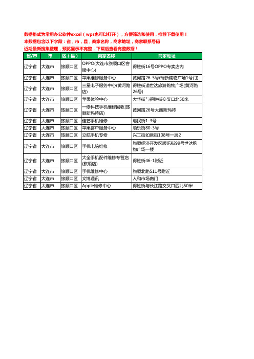 2020新版辽宁省大连市旅顺口区手机维修工商企业公司商家名录名单联系电话号码地址大全13家