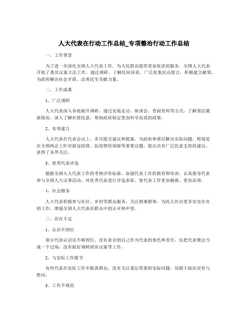 人大代表在行动工作总结_专项整治行动工作总结