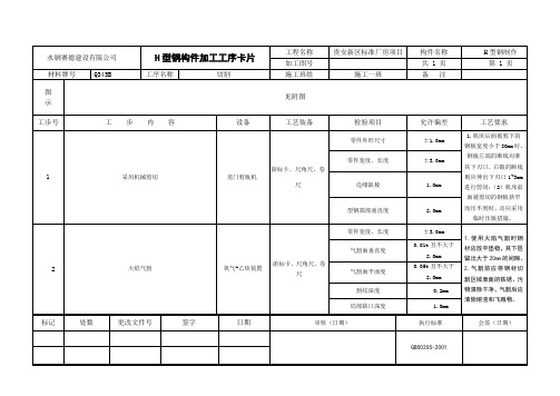 H型钢构件加工工序卡04-切割