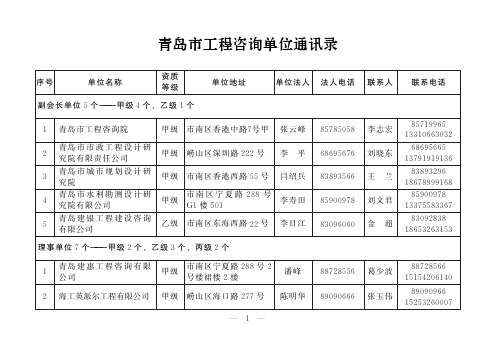 青岛市工程咨询单位名录