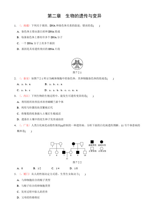 全国各地中考 生物真题精选 第二章 生物的遗传与变异(含答案解析)