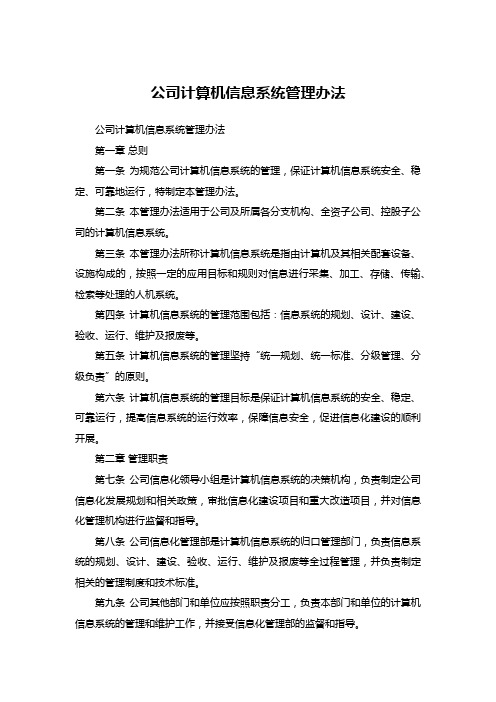 公司计算机信息系统管理办法