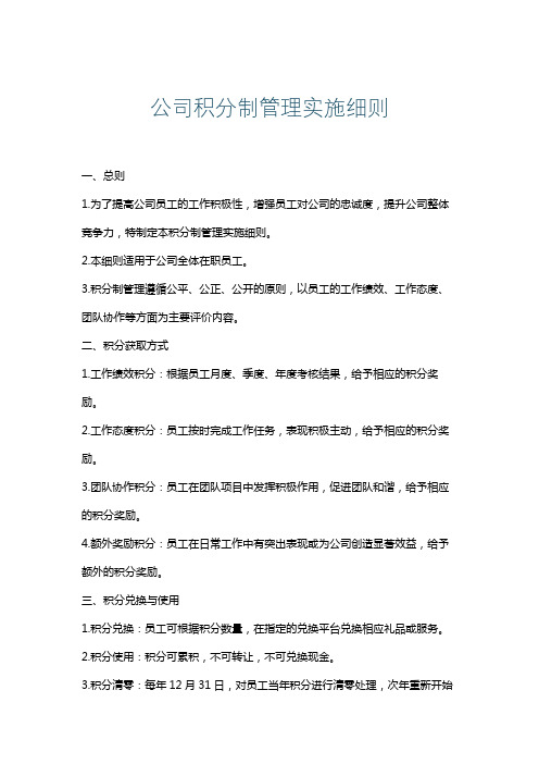 公司积分制管理实施细则