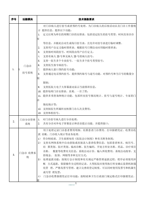 医疗信息管理系统HIS需求分析