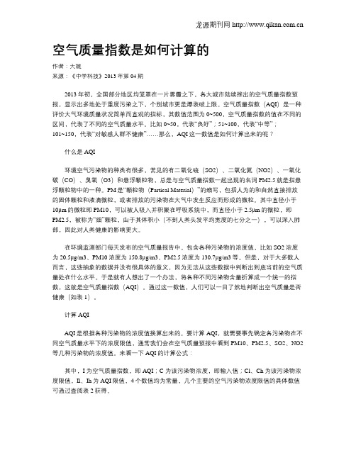 空气质量指数是如何计算的