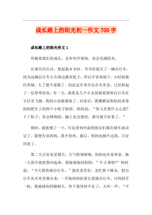 成长路上的阳光初一作文700字