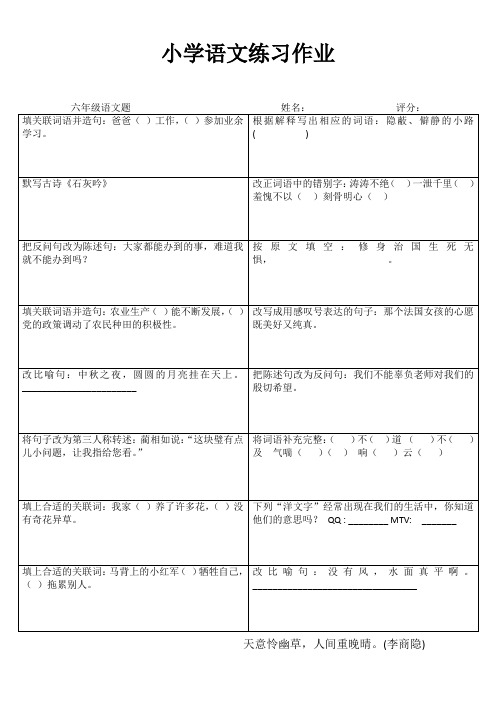 小学六年级语文冲刺复习训练 (75)