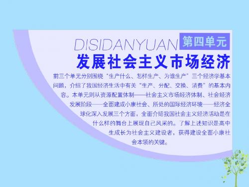 高中政治 第四单元 发展社会主义市场经济 第九课 走进