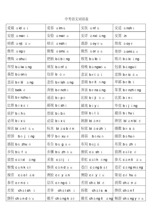 2019年中考语文词语表.doc