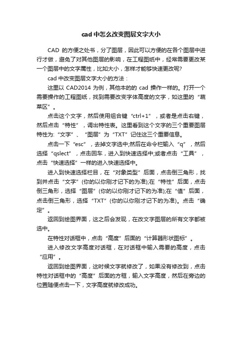 cad中怎么改变图层文字大小