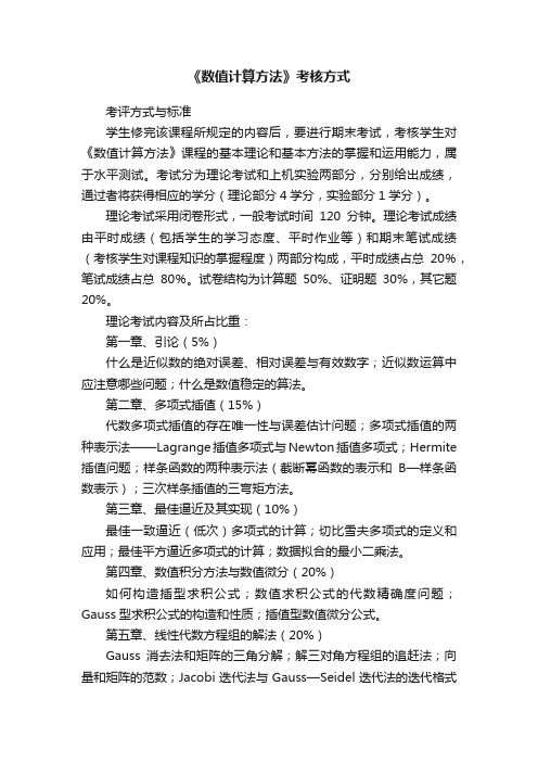 《数值计算方法》考核方式