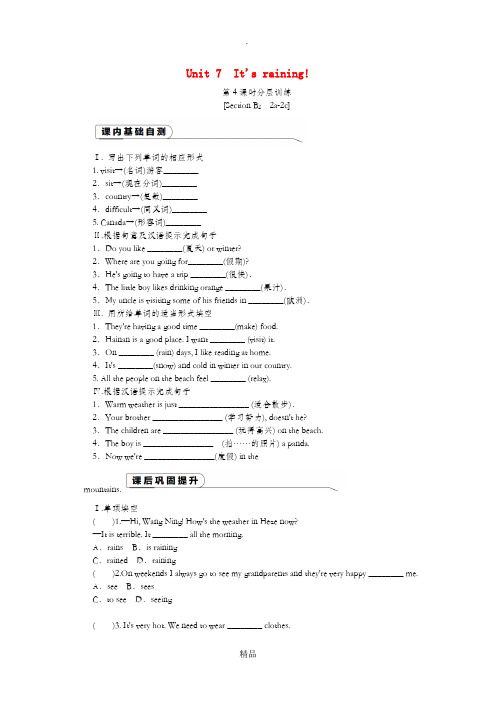 201x年春七年级英语下册Unit7It’sraining第4课时分层训练新版人教新目标版