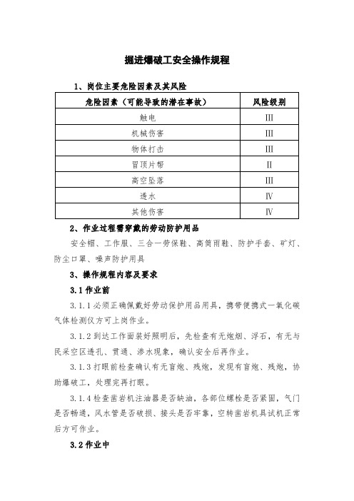 掘进爆破工安全操作规程