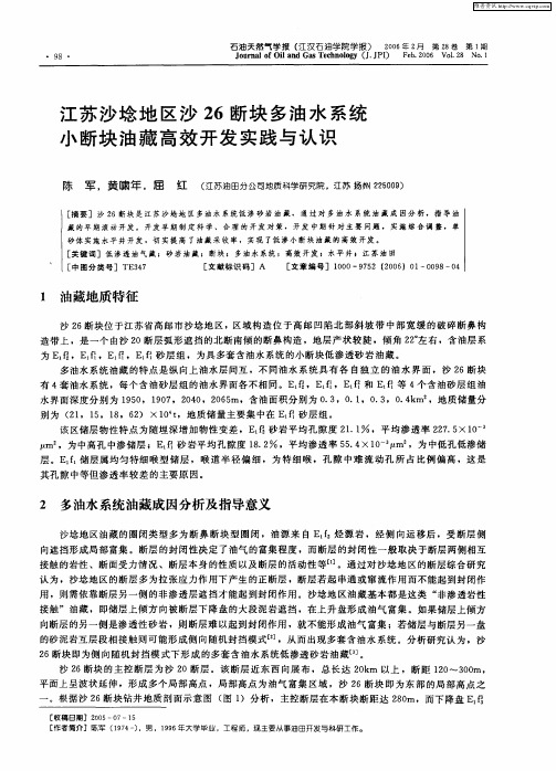 江苏沙埝地区沙26断块多油水系统小断块油藏高效开发实践与认识