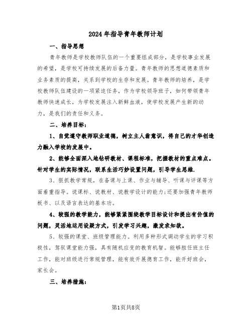 2024年指导青年教师计划（四篇）