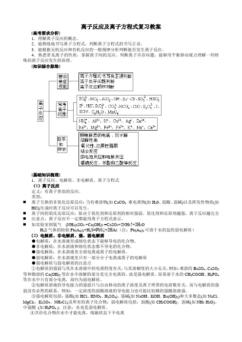 离子反应及离子方程式复习教案