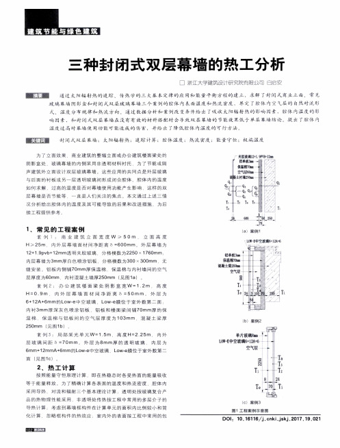 三种封闭式双层幕墙的热工分析