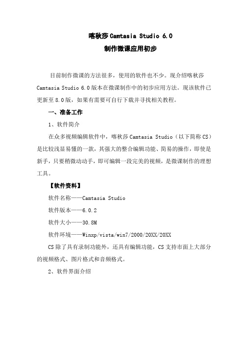 推荐-微课录制软件CamtasiaStudio6使用方法 精品