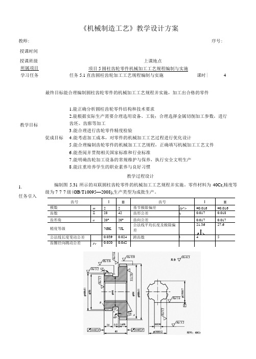 任务5.2 直齿圆柱齿轮加工工艺规程编制与实施