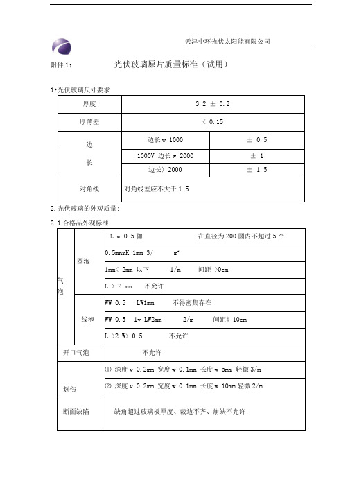 光伏玻璃原片质量标准