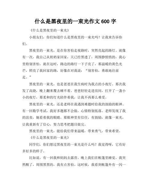 什么是黑夜里的一束光作文600字