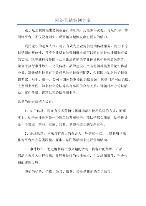 网络营销策划方案