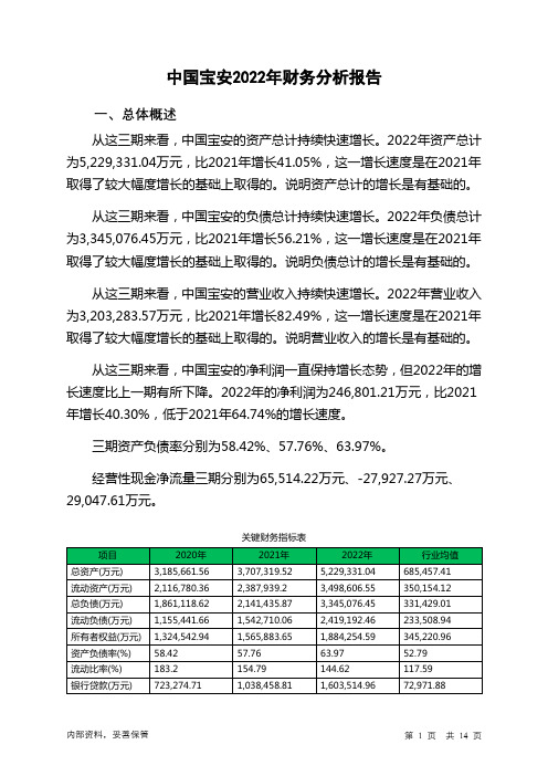 000009中国宝安2022年财务分析报告-银行版