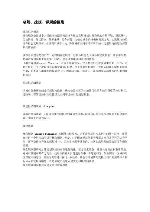 总体规划_控制性详细规划_修建性详细规划的区别