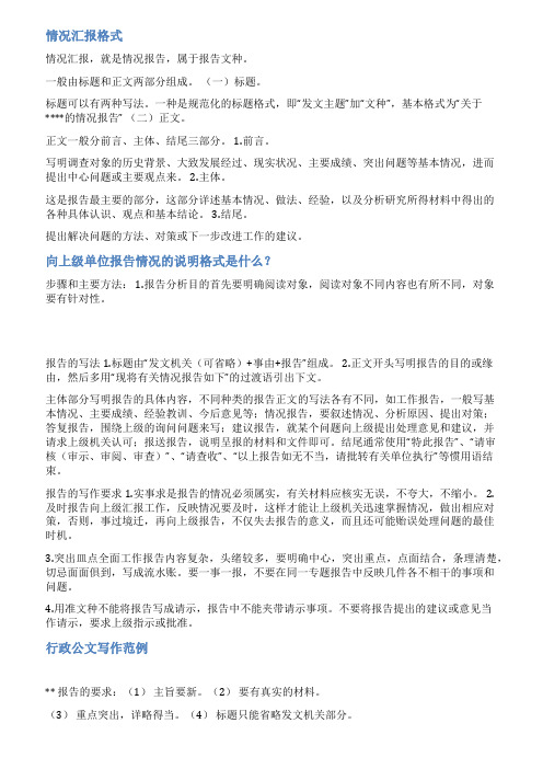 呈报报告格式范文