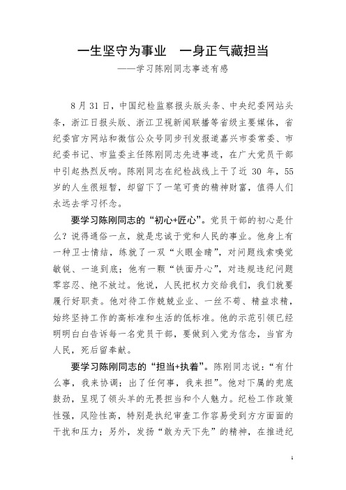 一身正气藏担当——学习陈刚同志事迹有感