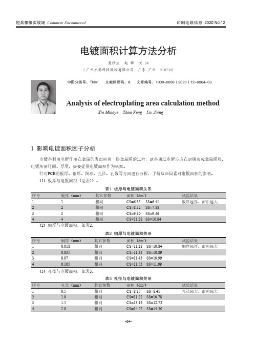 电镀面积计算方法分析