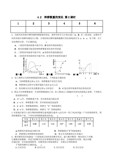 种群数量的变化(小题练2)