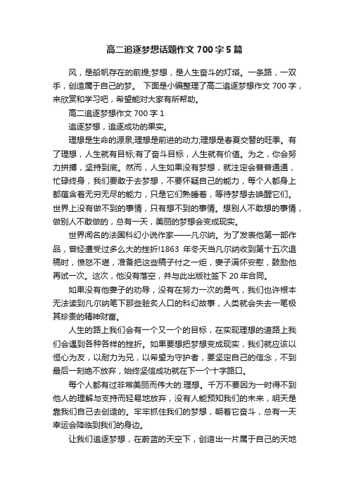 高二追逐梦想话题作文700字5篇