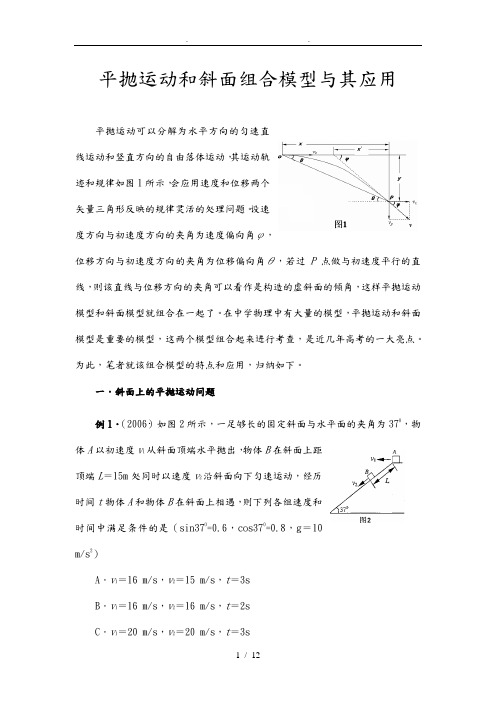 高中物理之平抛运动和斜面组合模型和应用