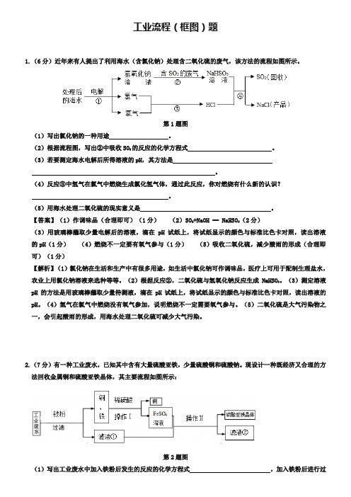 中考化学考点拓展：工业流程(框图)题(含答案解析)