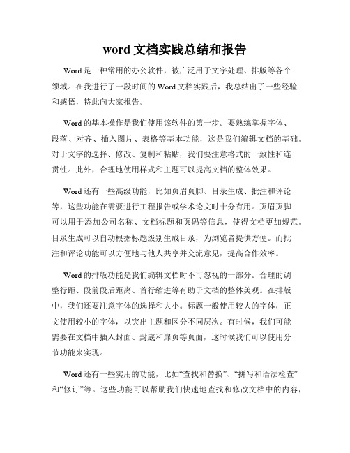 word文档实践总结和报告