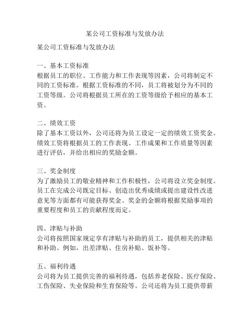 某公司工资标准与发放办法