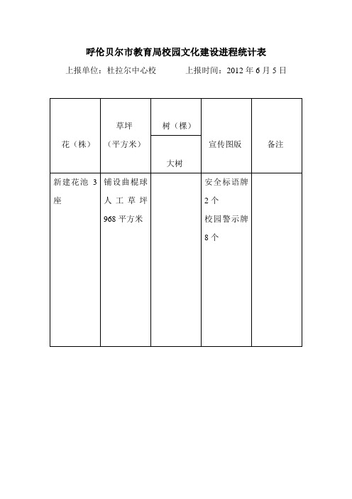 杜拉尔中心校6月5日校园文化进程统计表