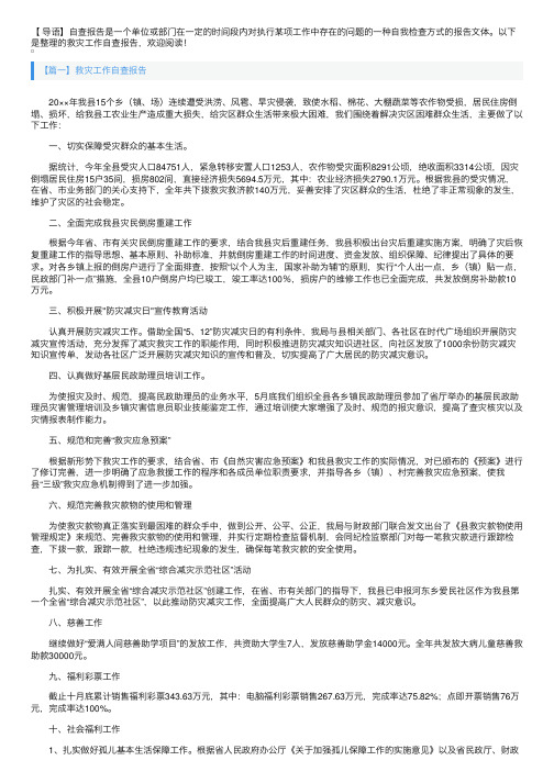 救灾工作自查报告3篇