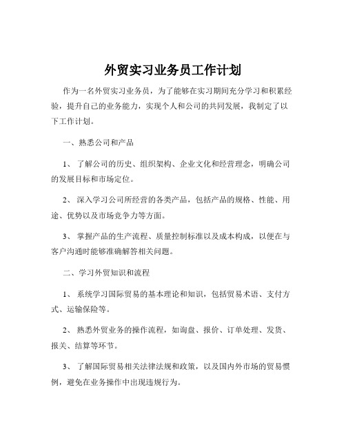 外贸实习业务员工作计划