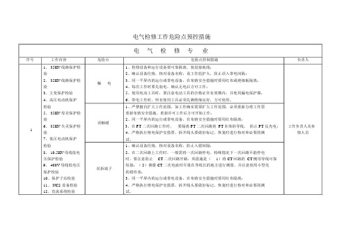 电气检修和运行工作危险点及预控措施