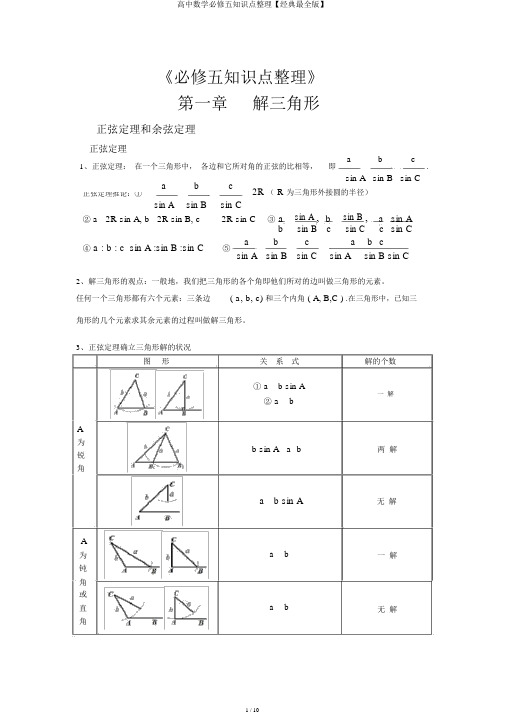 高中数学必修五知识点整理【经典最全版】