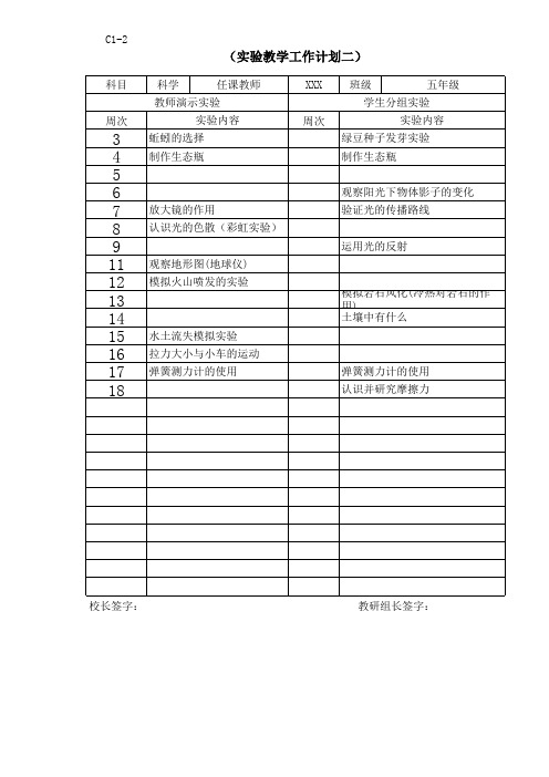 人教版五年级上册实验报告单(九次分组已填)