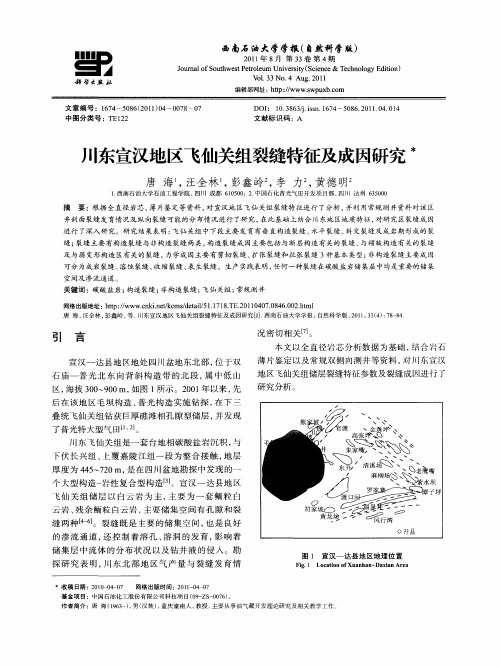 川东宣汉地区飞仙关组裂缝特征及成因研究